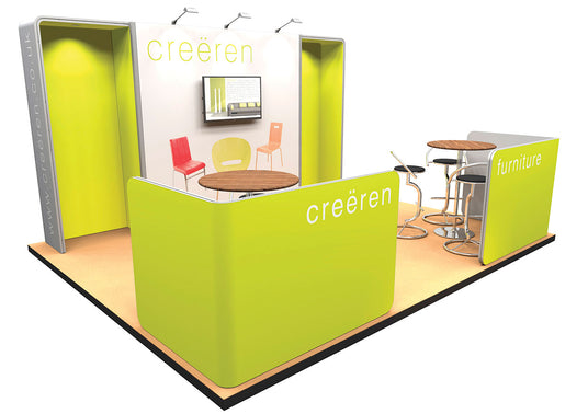 Design-Messestand 5x4 m mit Sitzecken PremiumFrame C3