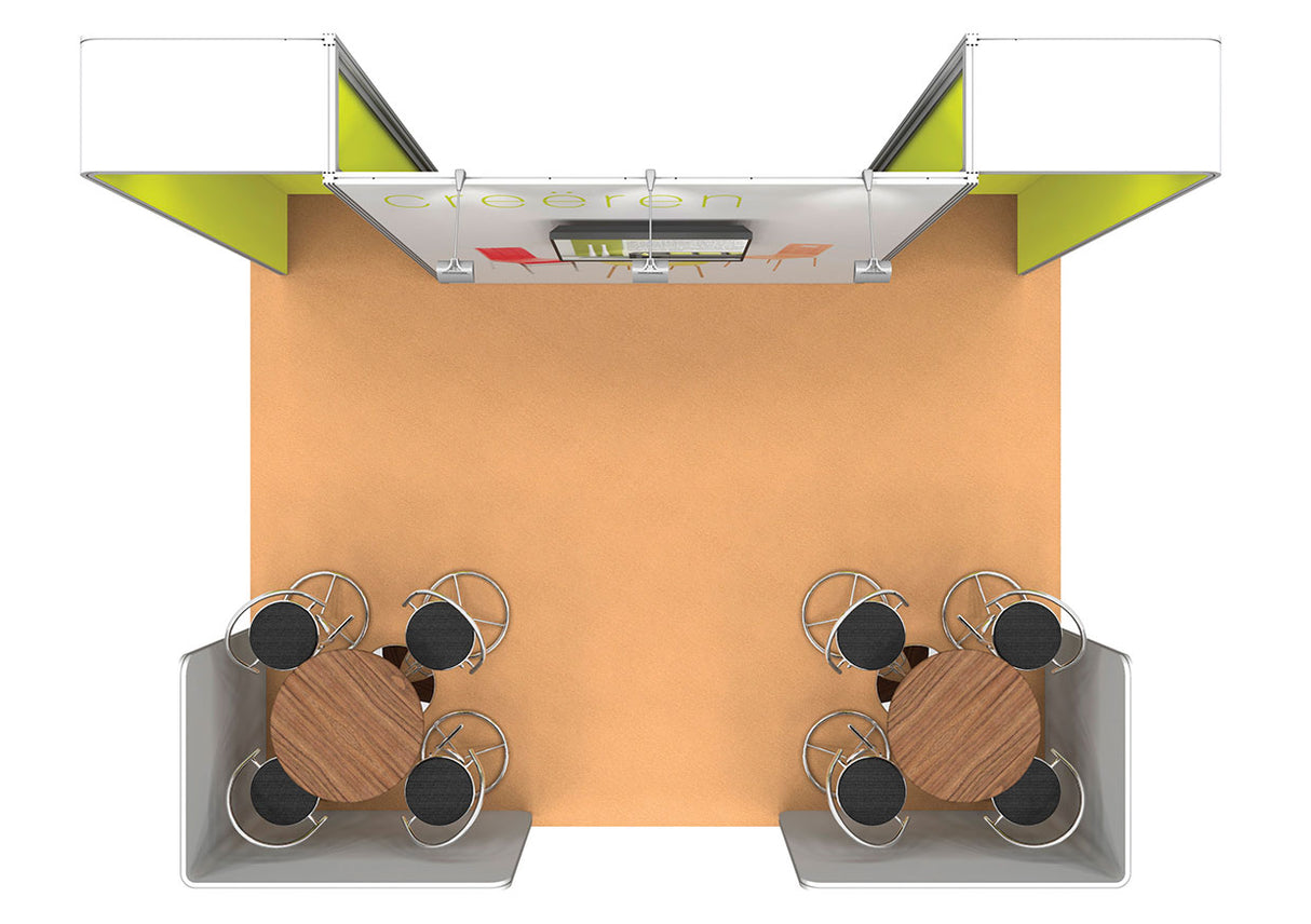 Design-Messestand 5x4 m mit Sitzecken PremiumFrame C3