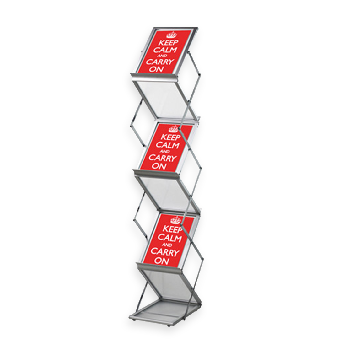 Faltbarer Prospektaufsteller DIN A5 - mit Koffer