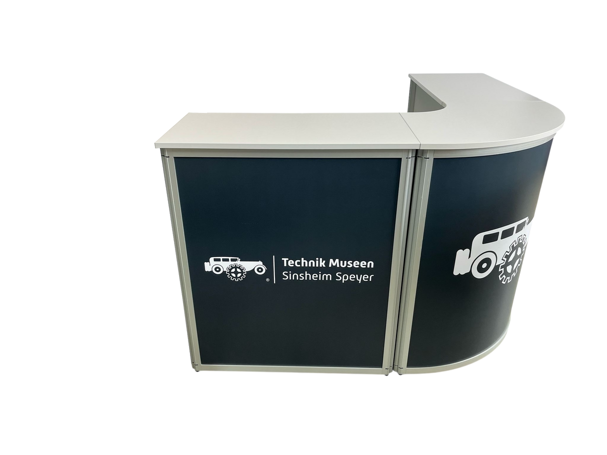 Messetheke U-Form AluFold PRO – Modulares Thekensystem