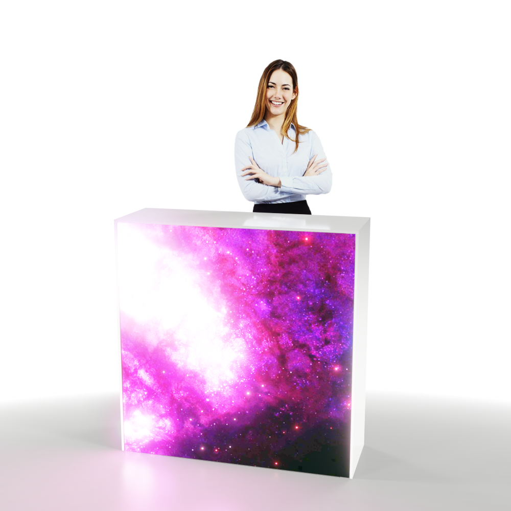 LED Counter mit abschließbaren Schiebetüren