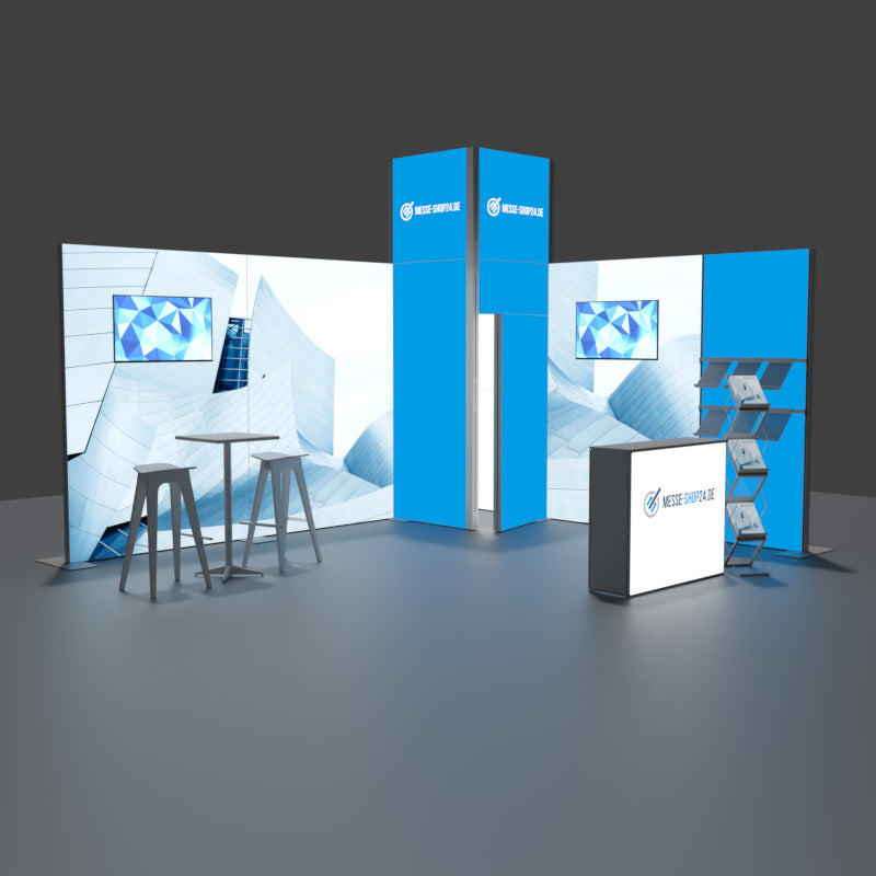 Messe Eckstand hinterleuchtet 5x4m mit Turm