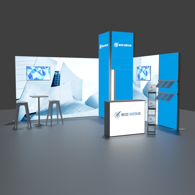 Messe Eckstand hinterleuchtet 5x4m mit Turm