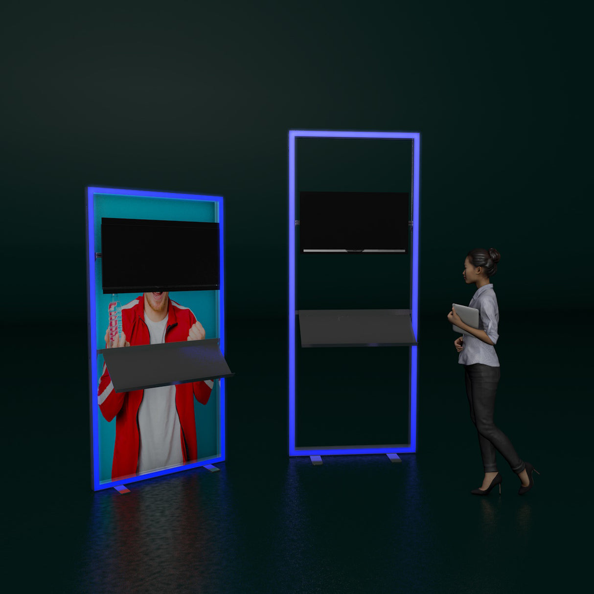 Leuchtkontur RGB ONE mit Bildschirmhalter und Prospekthalter