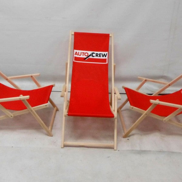 Liegestuhl bedruckt mit Armlehne und zwei Getränkehaltern