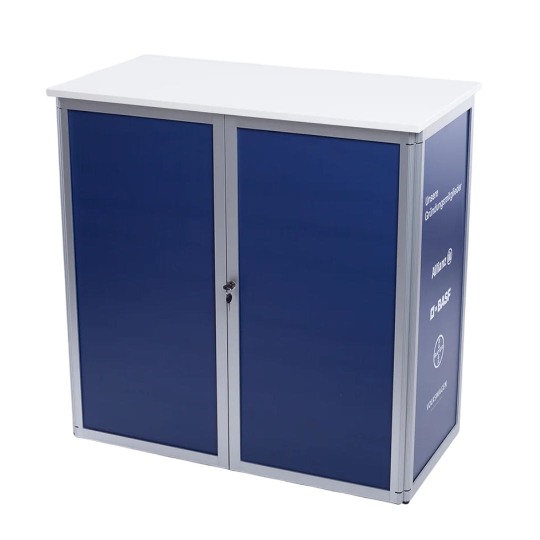 Messe-Sideboard mit individuellem Druck, mobil + abschließbar - 100 x 95 x 55 cm