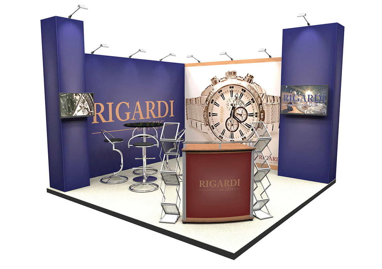 Messestand 4x4 m mit Türmen PremiumFrame C1