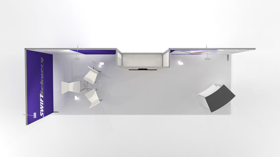 Messestand mit Bildschirm 6x2