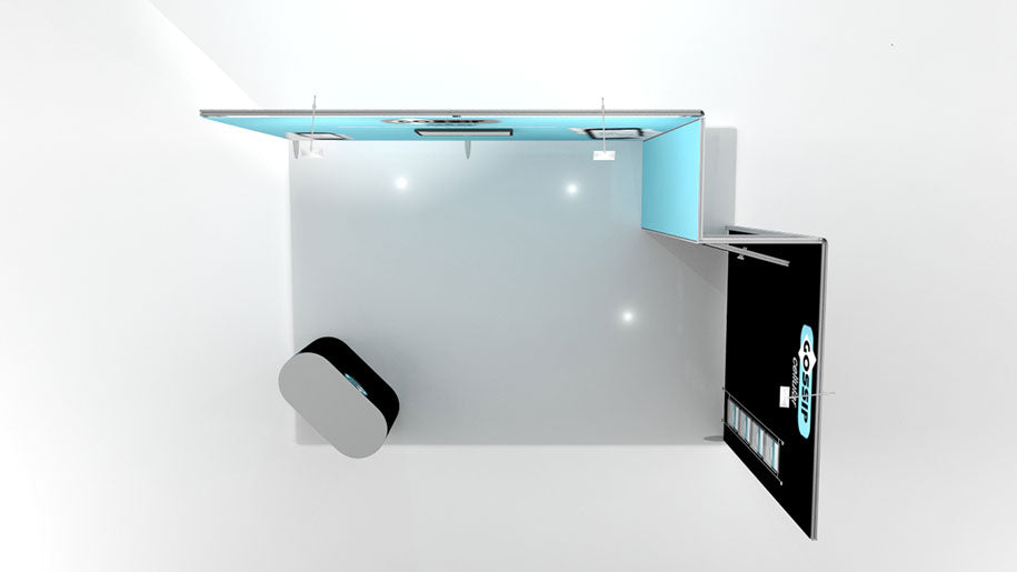 Messestand mit Monitor 4x3m