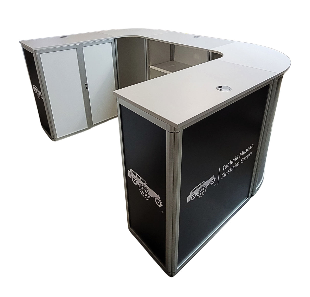 Messetheke U-Form AluFold PRO – Modulares Thekensystem