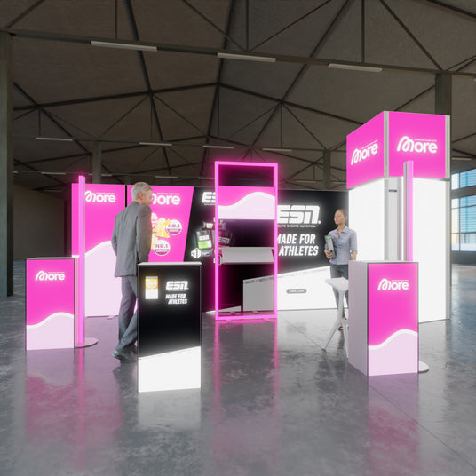 ONE LED Messestand Kopfstand 6x3m + Turm