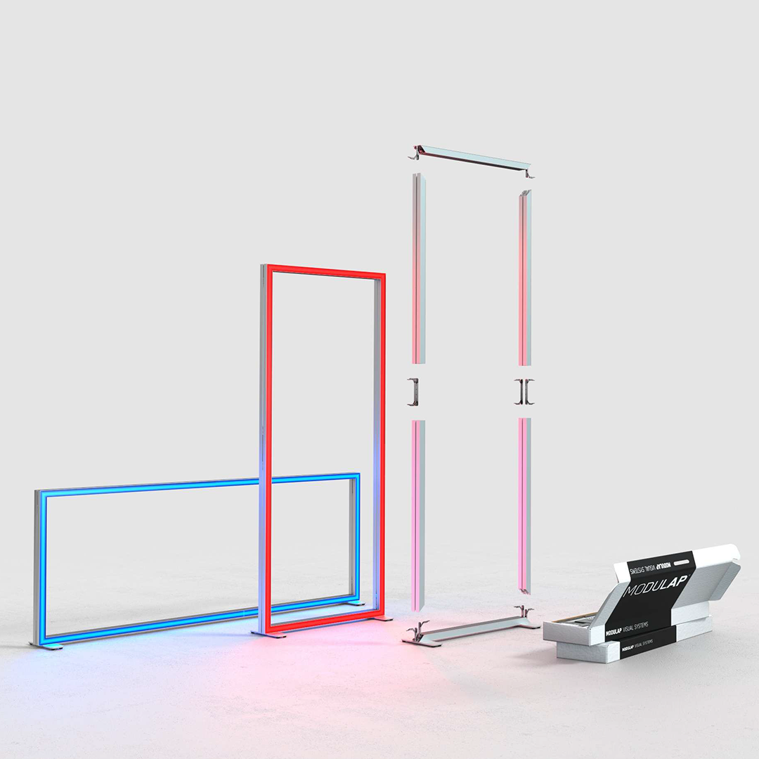 Leuchtkontur RGB ONE mit Bildschirmhalter und Prospekthalter