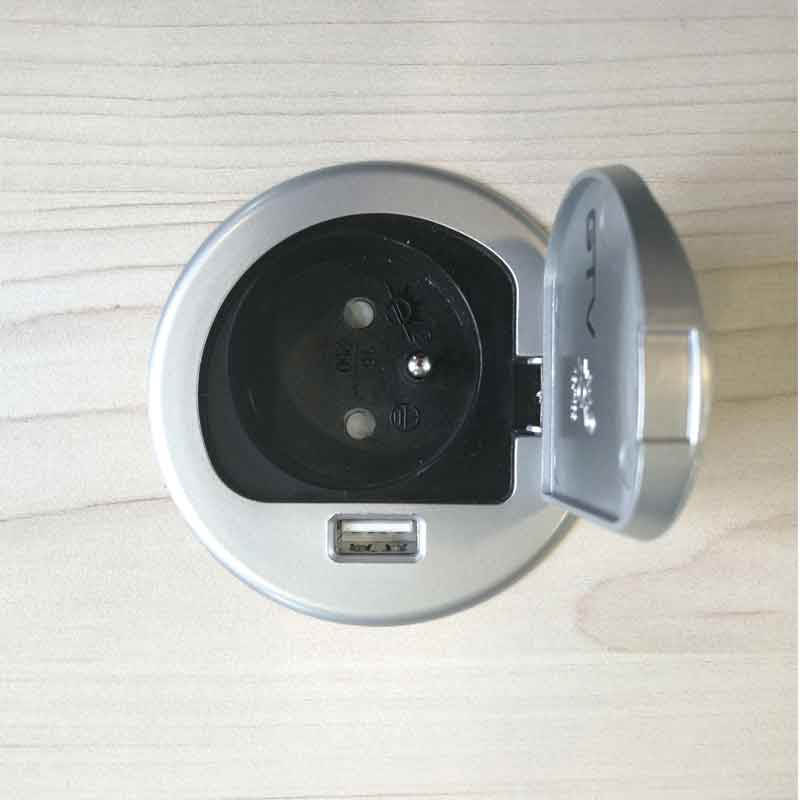 Tischplatten-Steckdose mit Schutzklappe