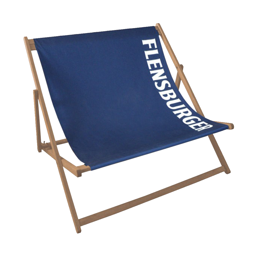 Doppelliegestuhl mit Werbung