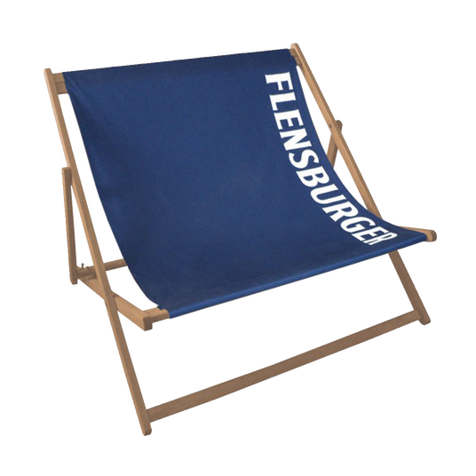 Doppelliegestuhl mit Werbung