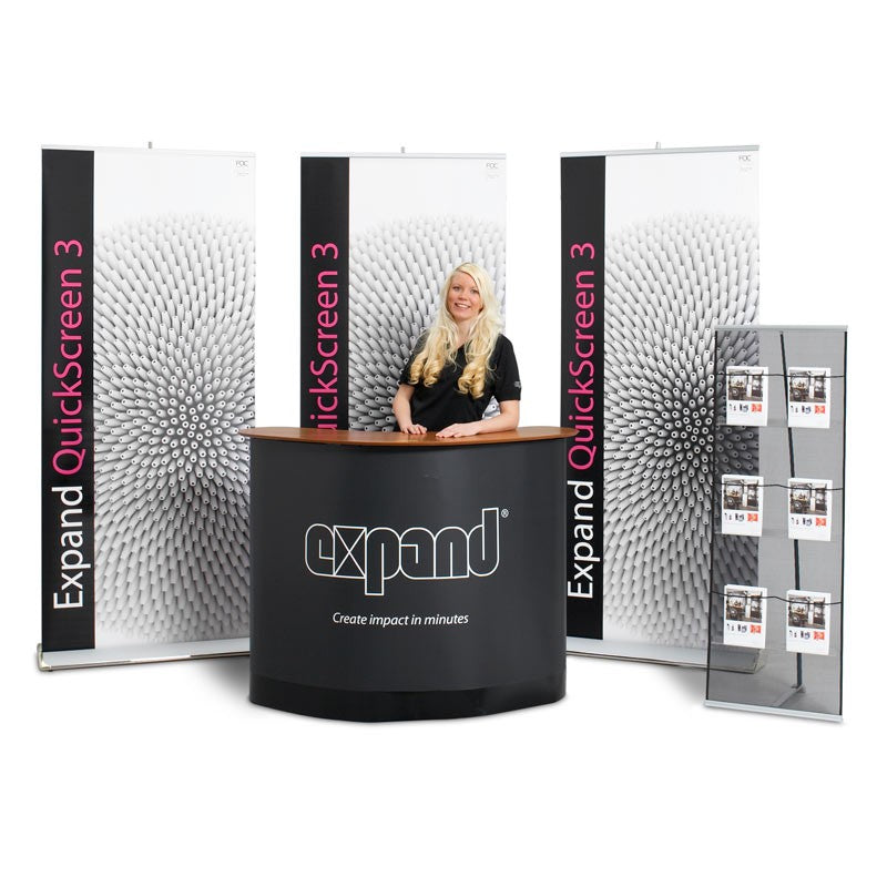 Expand Quickscreen-3 Messestand mit Digitaldruck 225cm