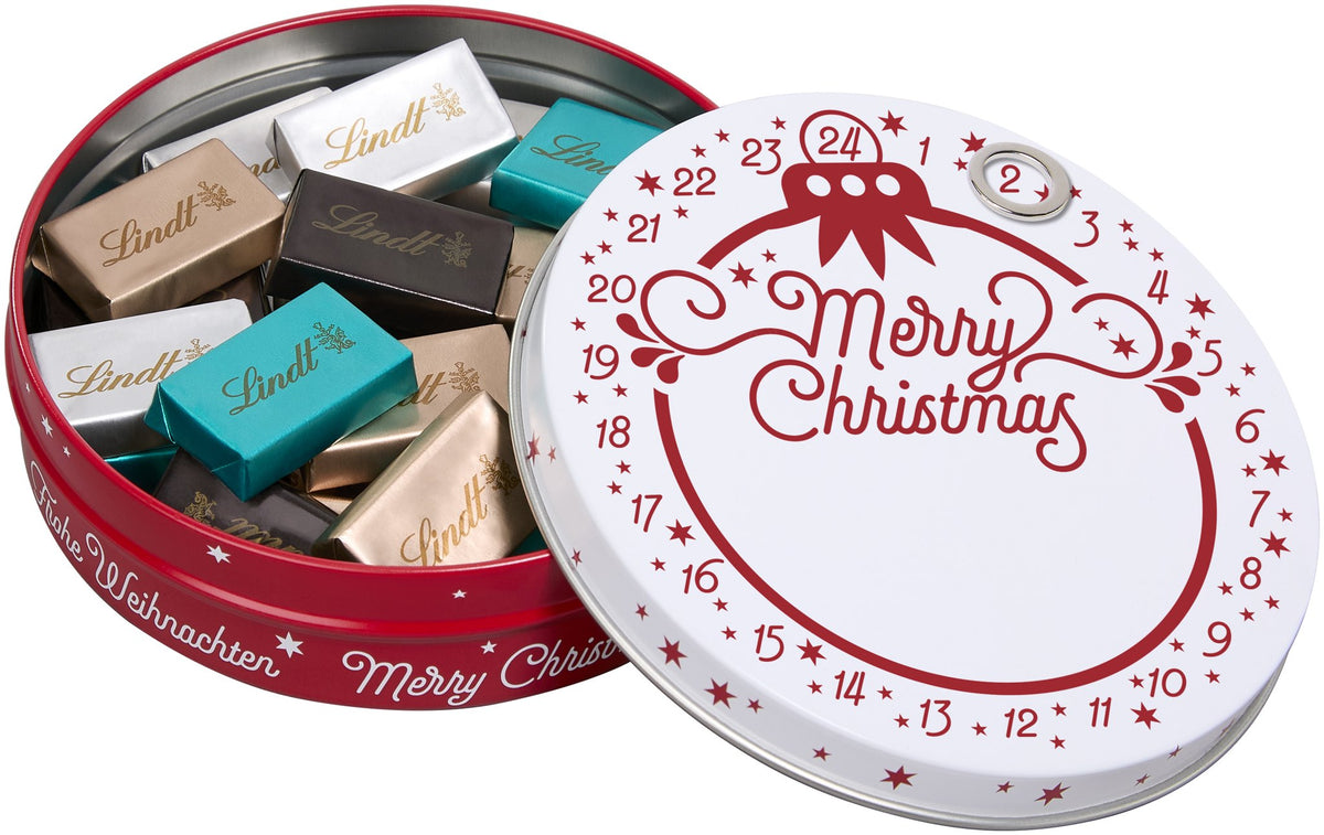Lindt Adventskalender in Magnetdose mit Logo – Lindt Naps – Ansicht 2