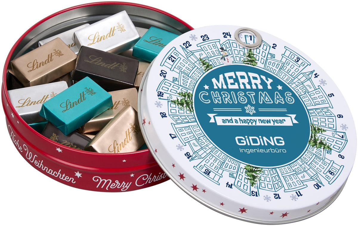 Lindt Adventskalender in Magnetdose mit Logo – Lindt Naps – Ansicht 4