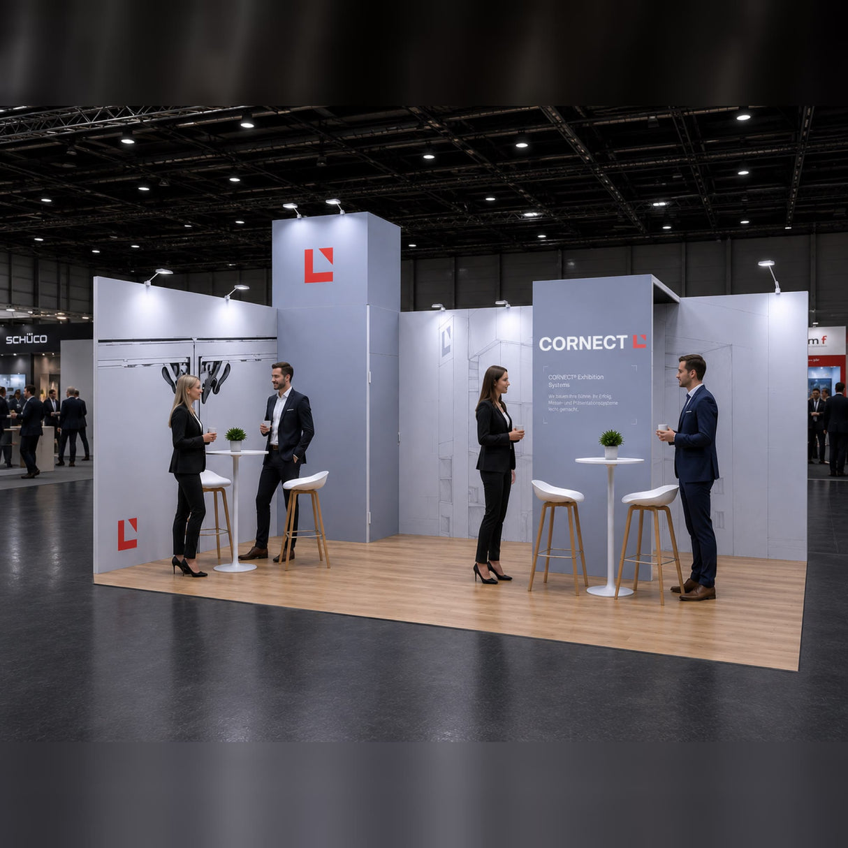 CORNECT Messepaket L – modularer Messestand bis 28 m²