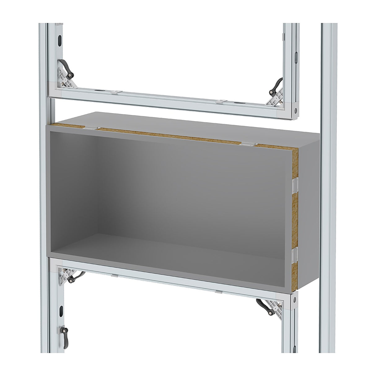 CORNECT Einbauregal montiert am System-50-Rahmen