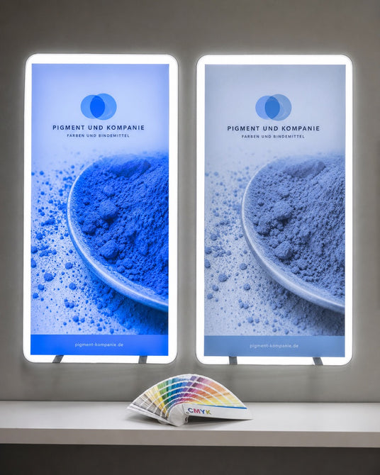 LED-Leuchtrahmen mit CMYK-Farbfächer