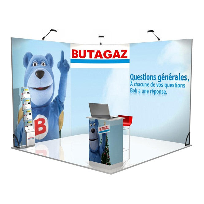 Messestand 3x3 m, Curved Eckstand