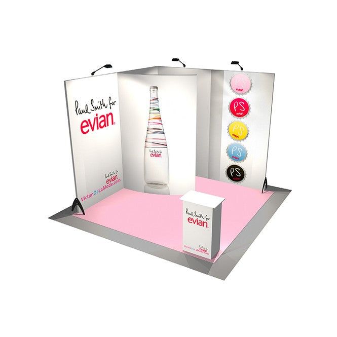 Messestand mit offener Kabine (3x3 m, Eckstand)