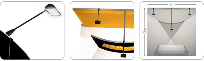 Messestand mit offener Kabine (3x3 m, Kopfstand)