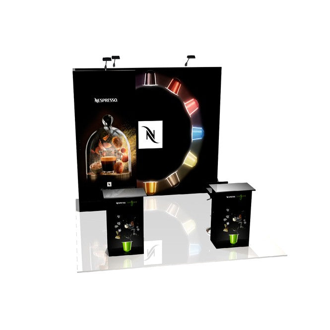 Messestand mit Kabine (3x3 m, Kopfstand) – Messe-Shop24