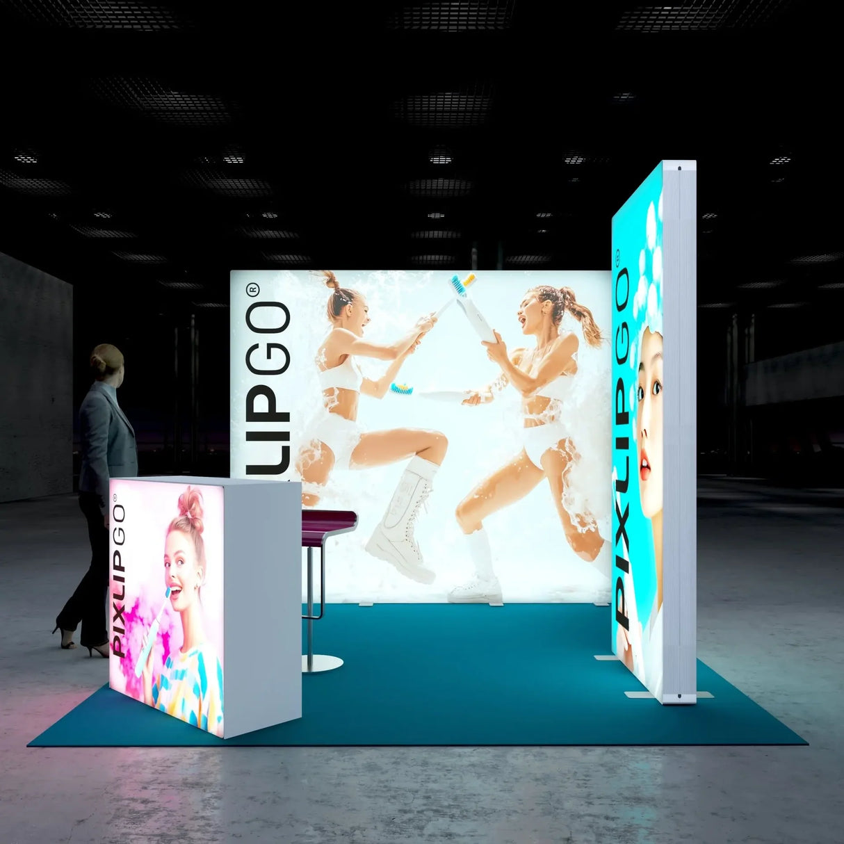 pixlip-go-s05-messestand-3x3 eckstand led messestand promotionstand promotionset