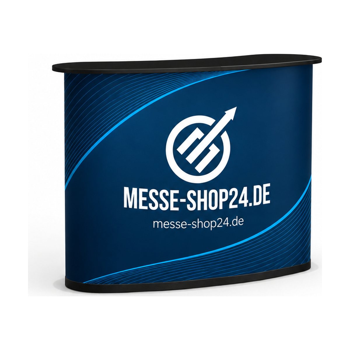 Popup Counter 2 Falttheke mit Messe-Shop24-Branding – freigestellt