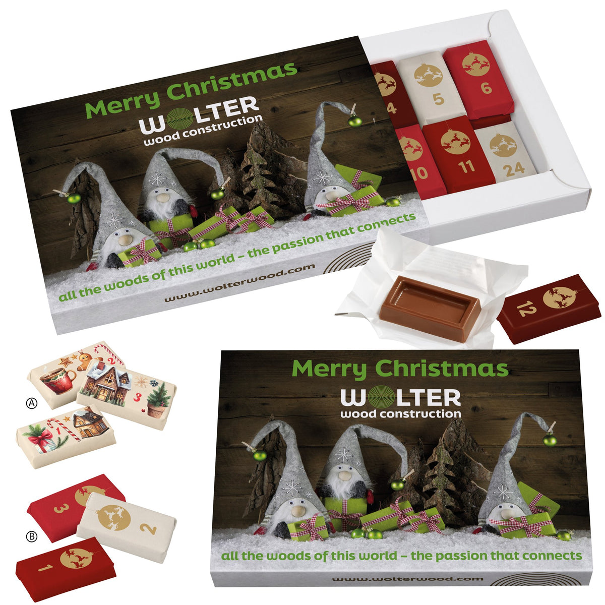 Schuber-Adventskalender mit Logo – individuell bedruckt