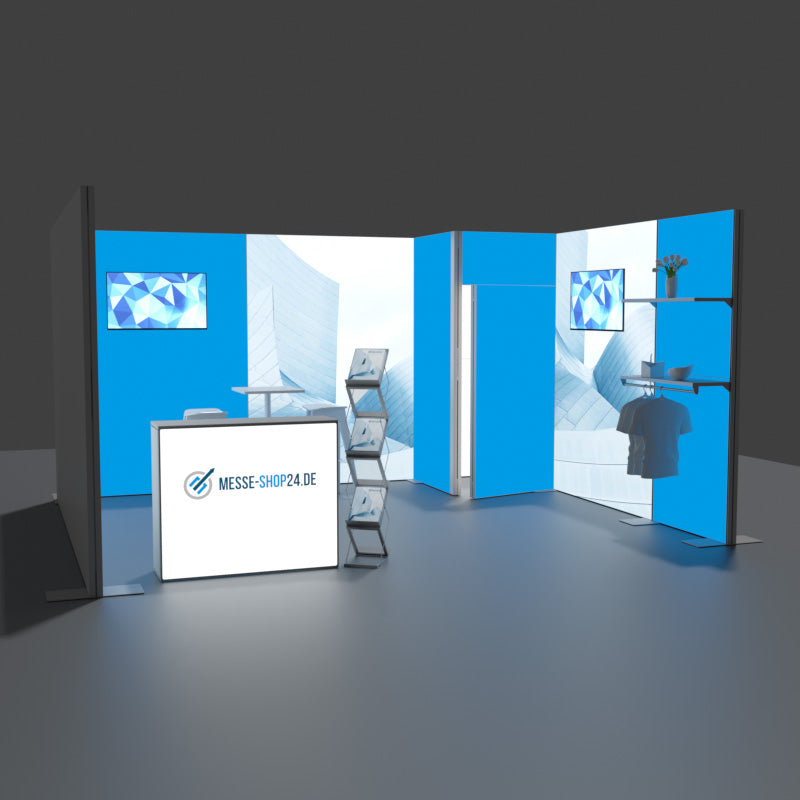 Messestand hinterleuchtet 5x4m mit Kabine
