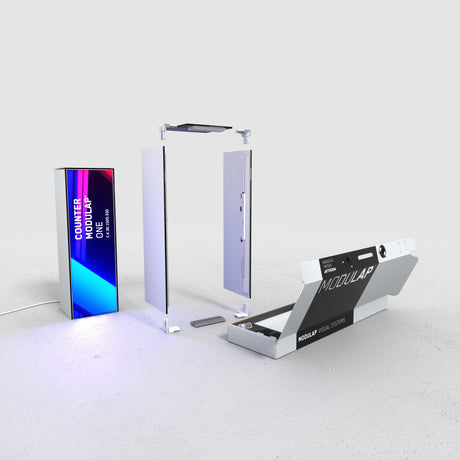 ONE LED Messestand Kopfstand 6x3m + Turm – Detailansicht