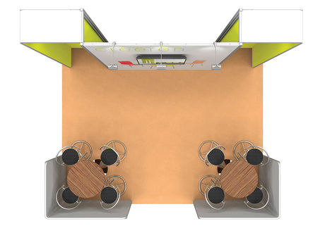 Design-Messestand 5x4 m mit Sitzecken PremiumFrame C3 – Detailansicht