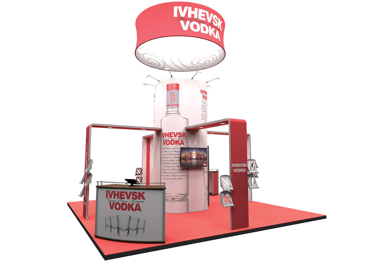 Design-Messestand 6x6 m mit Deckenabhängung R2