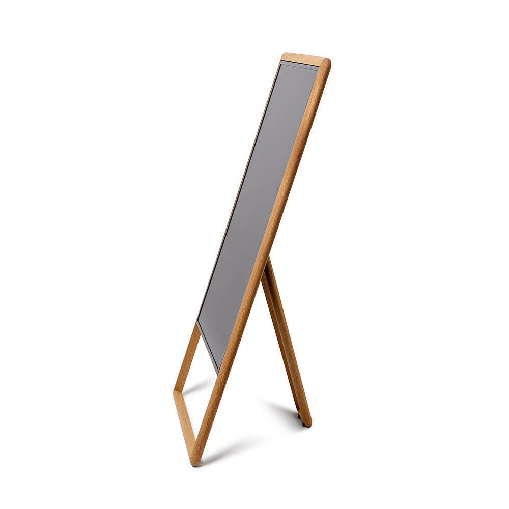 Digitaler Kundenstopper Holz aus Eiche massiv mit 43" Screen Bildschirm von Samsung und Mediaplayer