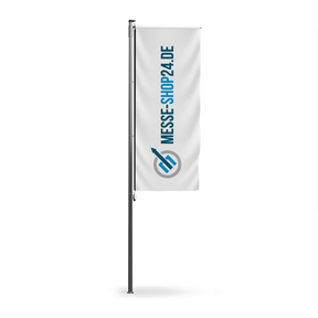 Hissfahne mit schwarzem Besatzband für Masten mit Ausleger kaufen – Messe-Shop24.de