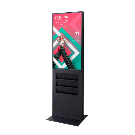 Digitale Infostele 43" mit Prospekthalter – Detailansicht