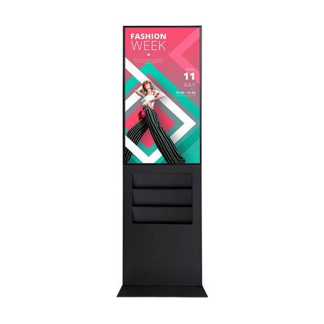 Digitale Infostele 43" mit Prospekthalter – Detailansicht