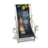 Liegestuhl bedruckt mit Armlehne und zwei Getränkehaltern