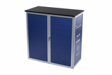 Messe-Sideboard abschließbar mit schwarzer Tischplatte.Individuell bedruckbar. Zusammenklappbares Sideboard, mobil und leicht transportierbar mit individuellem Werbedruck. Jetzt individuelle konfigurieren