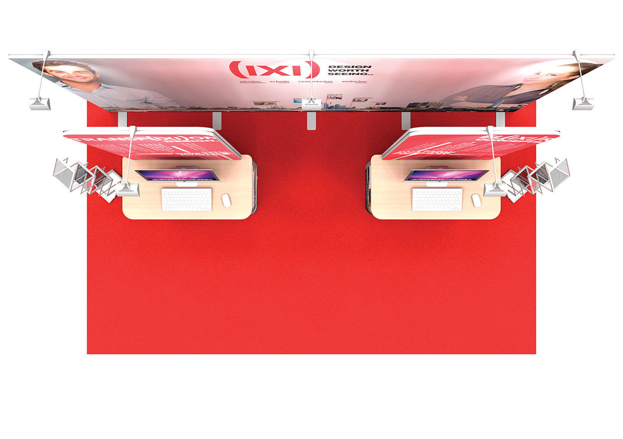 Messestand 5x2 m mit Info-Terminals PremiumFrame B8