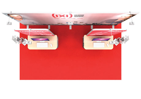 Messestand 5x2 m mit Info-Terminals PremiumFrame B8 – Detailansicht