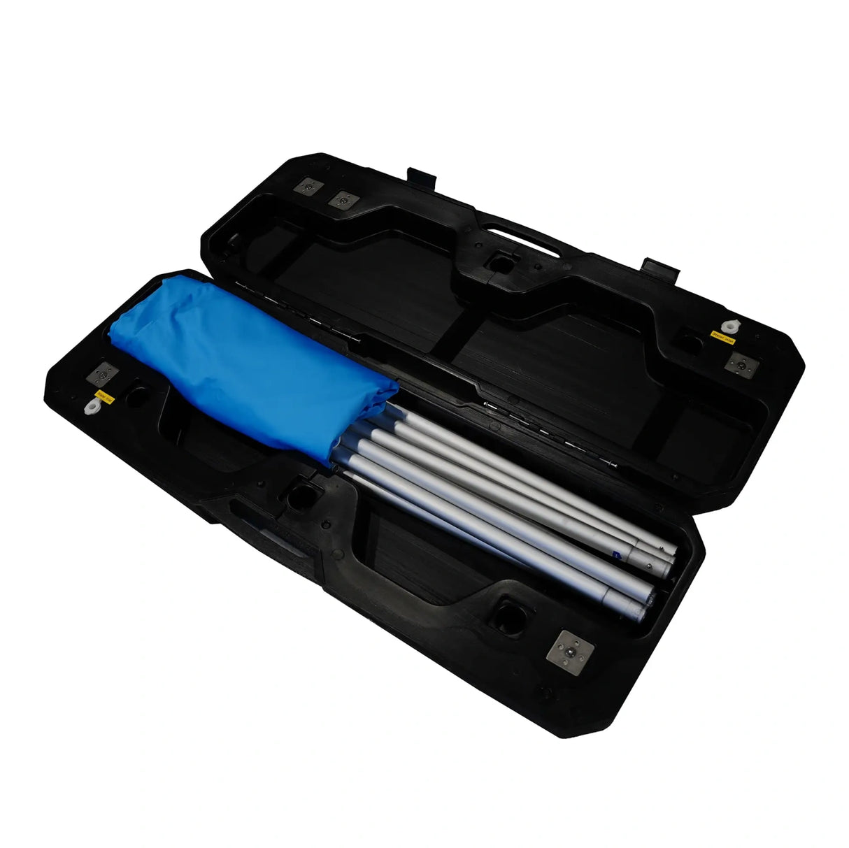 Outdoor Werbewand im Koffer mit Rollen transportierbar ist gleichzeitig Standfuss