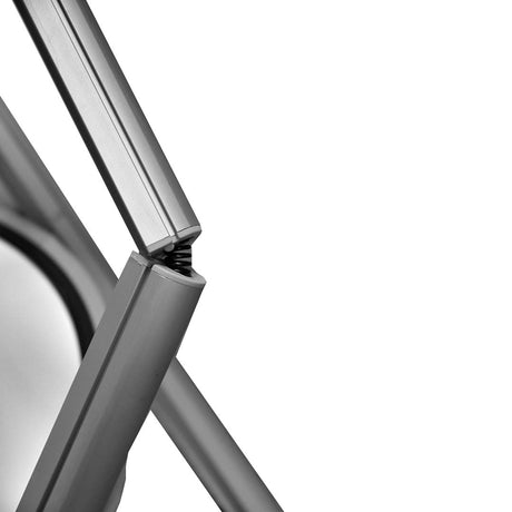 LED Counter Twist – Runde, faltbare LED‑Theke mit silberner Topplatte & Trolley (Ø 580 x 1060 mm) – Detailansicht