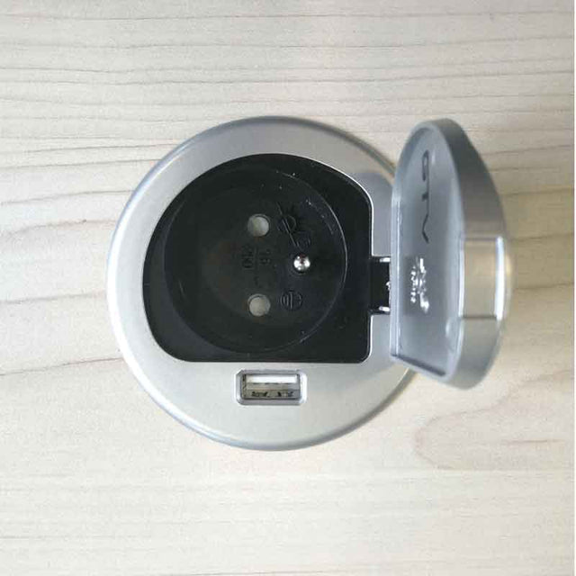 Tischplatten-Steckdose mit Schutzklappe