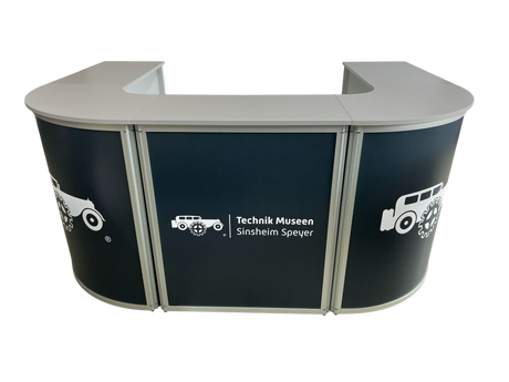 Messetheke U-Form AluFold PRO – Modulares Thekensystem