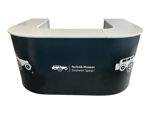 Messetheke U-Form AluFold PRO – Modulares Thekensystem