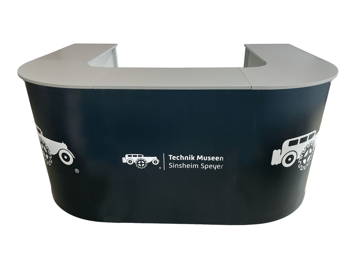 Messetheke U-Form AluFold PRO – Modulares Thekensystem